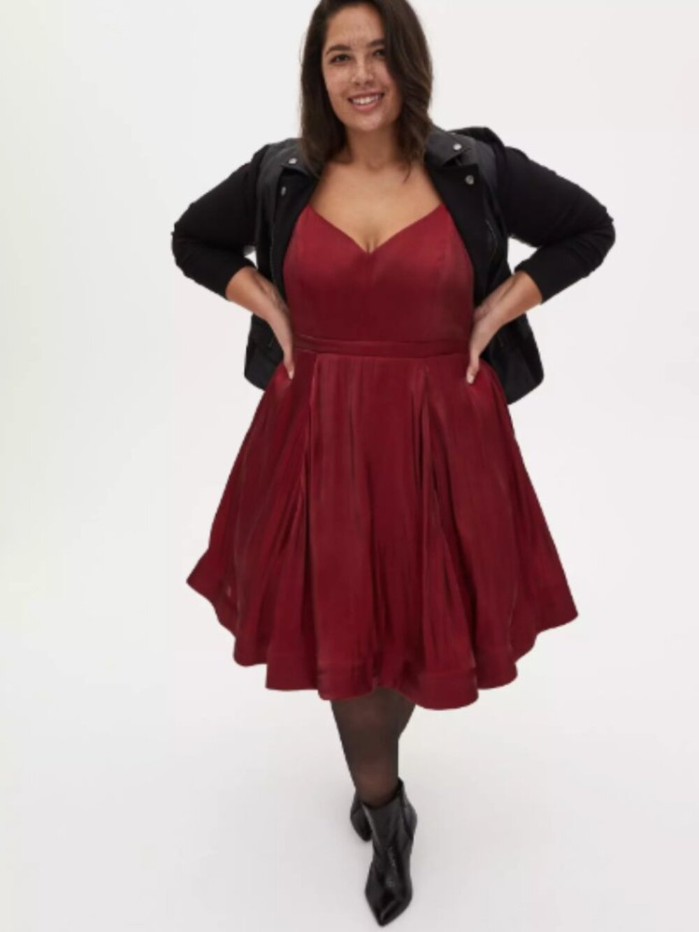 NWT Torrid Deep Red Strappy V-neck Flare Dress Sz 22